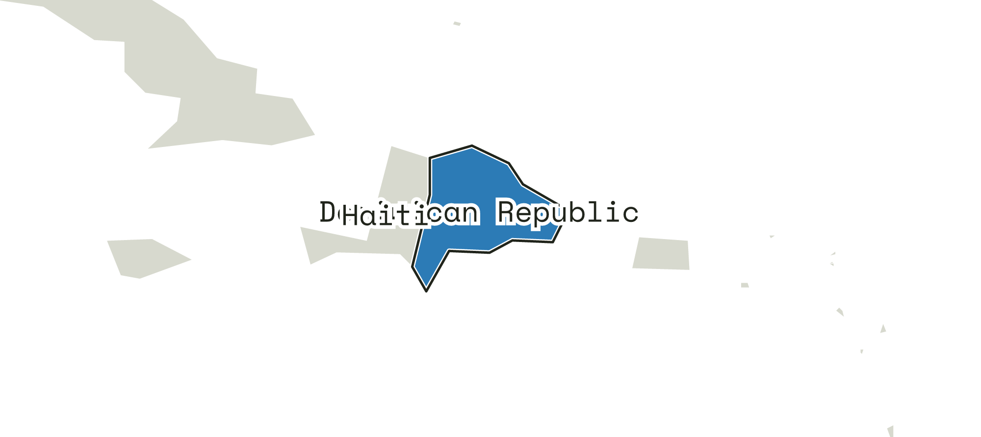 Close-up map of the Dominican Republic and the area around it