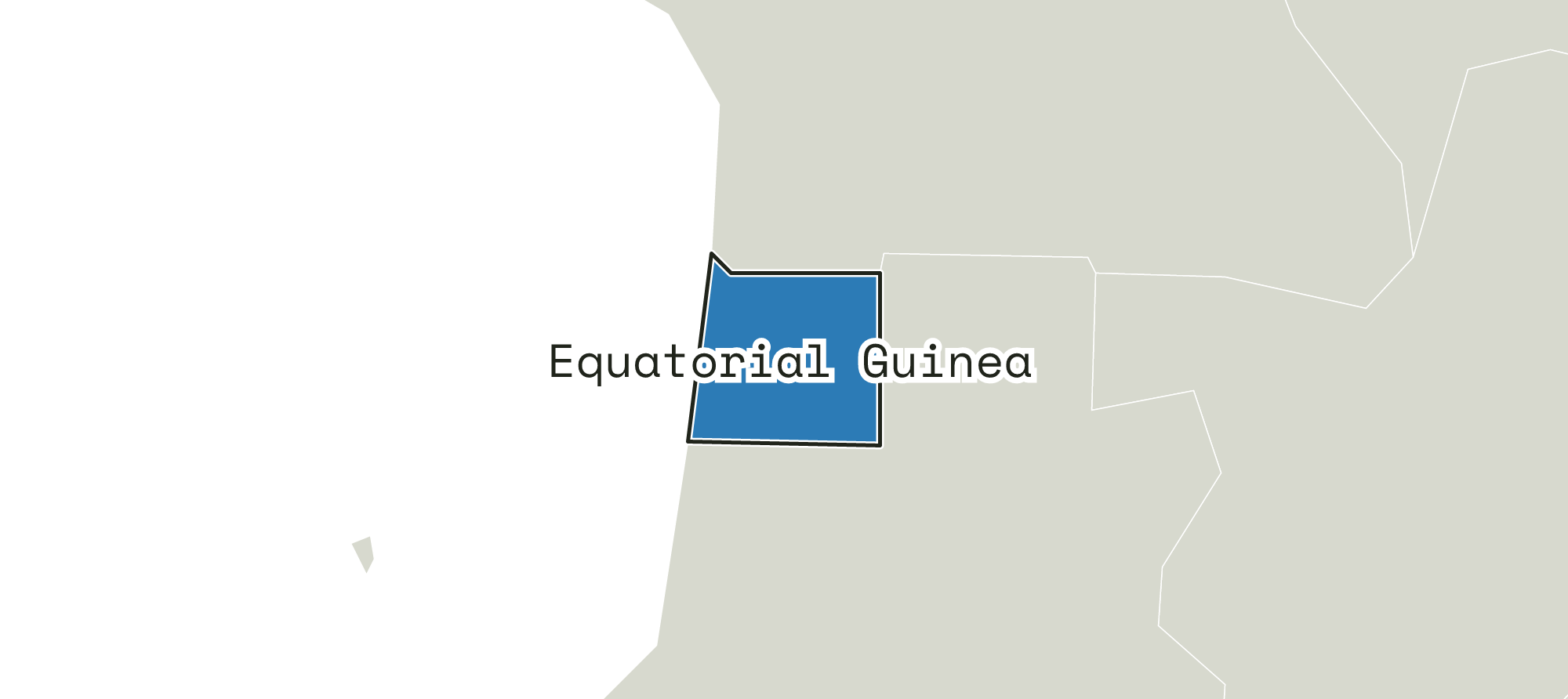 Close-up map of Equatorial Guinea and the area around it