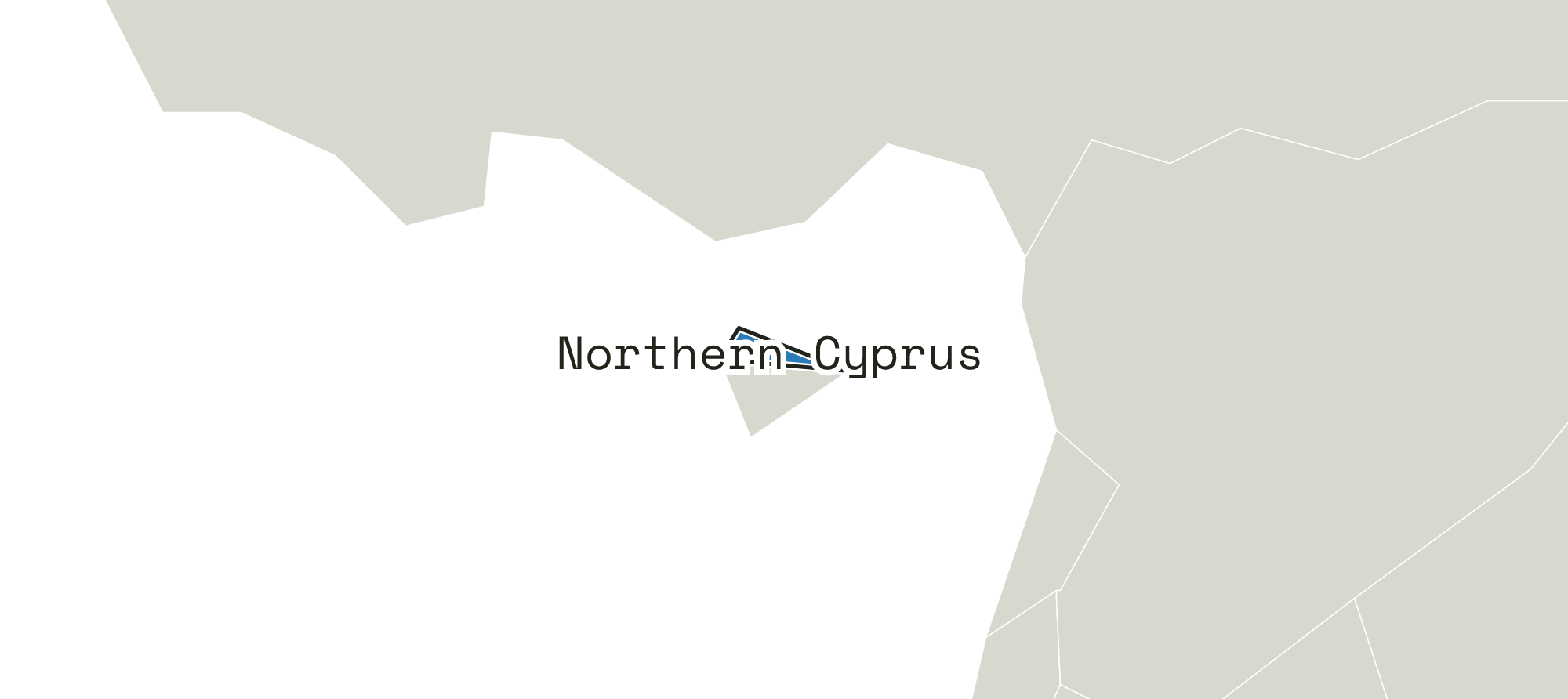 Close-up map of Northern Cyprus and the area around it