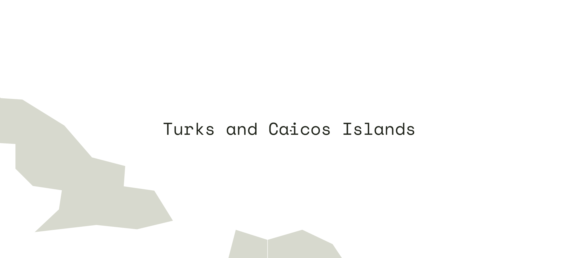 Close-up map of the Turks and Caicos Islands and the area around it