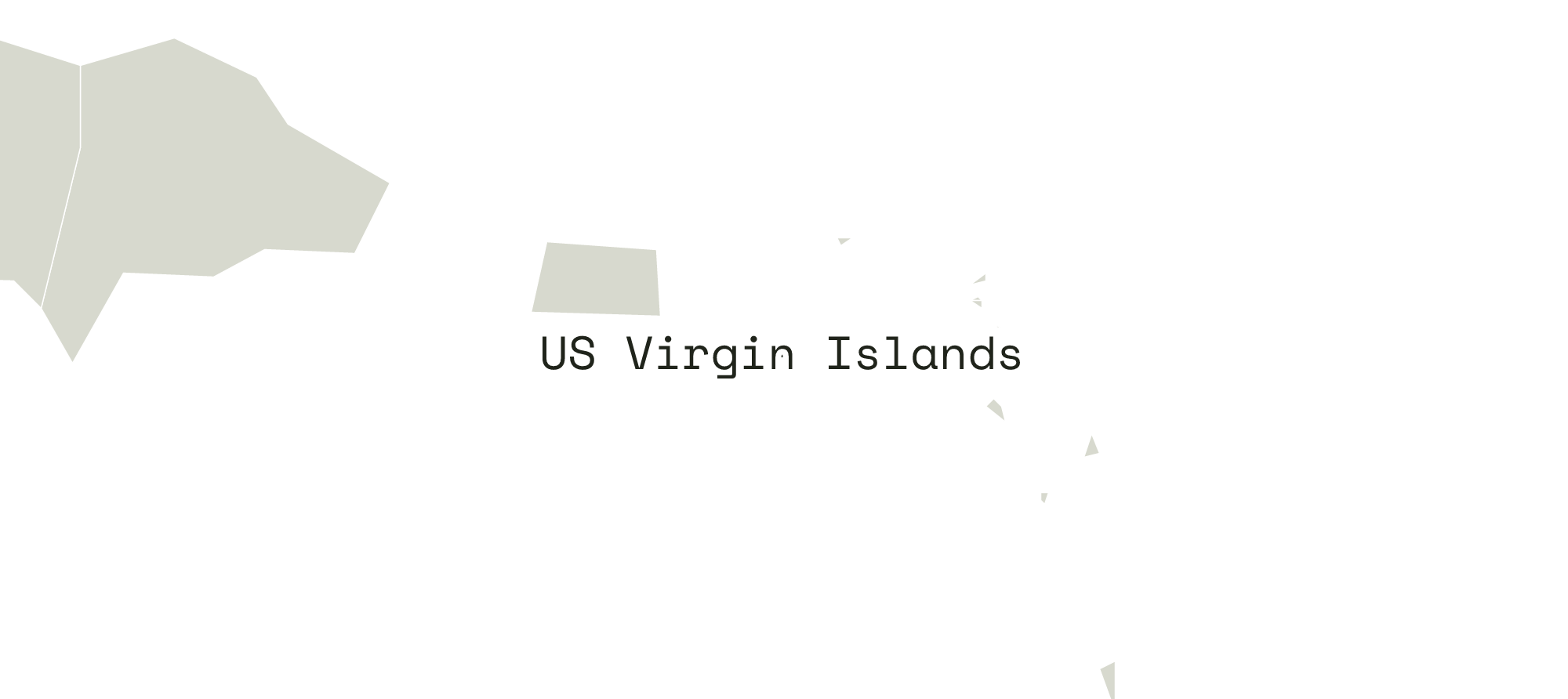 Close-up map of the US Virgin Islands and the area around it